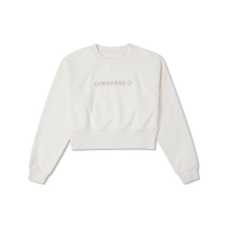 

Толстовка с круглым вырезом Converse с логотипом, женские топы, белая 10023978-A04