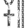 Jesus Bible Engraved Crucifix Cross Pendant Necklaces Trendy Byzantine Stainless Steel Men Chain Necklaces Fashion Jewelry NC01