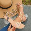 Ladies Shoes  Hot Sale Elastic Band Women's Sandals Fashion Rivet Dress Sandals Women Summer Plus Size Solid Heeled Sandals