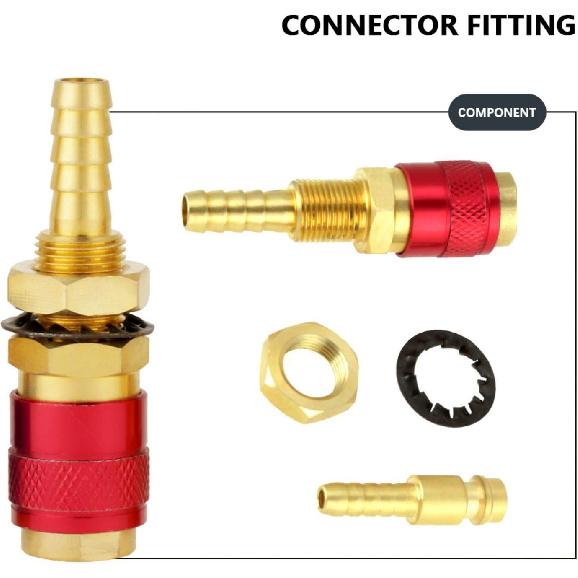 3 Stück Schnellkupplungen 8mm Messing-Steckverbinder Wassergekühlt & Gas-Argon Schnellkupplungsstücke für WIG-Schweißbrenner