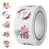 White Thank You Self-Adhesive Labels with Colorful Heart Design - Round Handmade Sealing Stickers