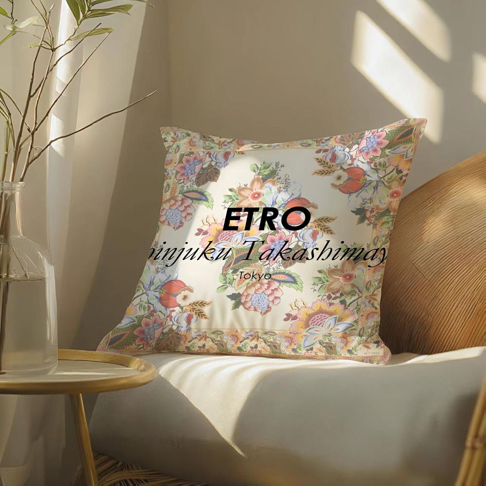 Cashew Nut Flower Pattern Natural Etro Pillow Case DoubleSided Plush Sofa Cushion Covers Organic Breathable Invisible Zipper