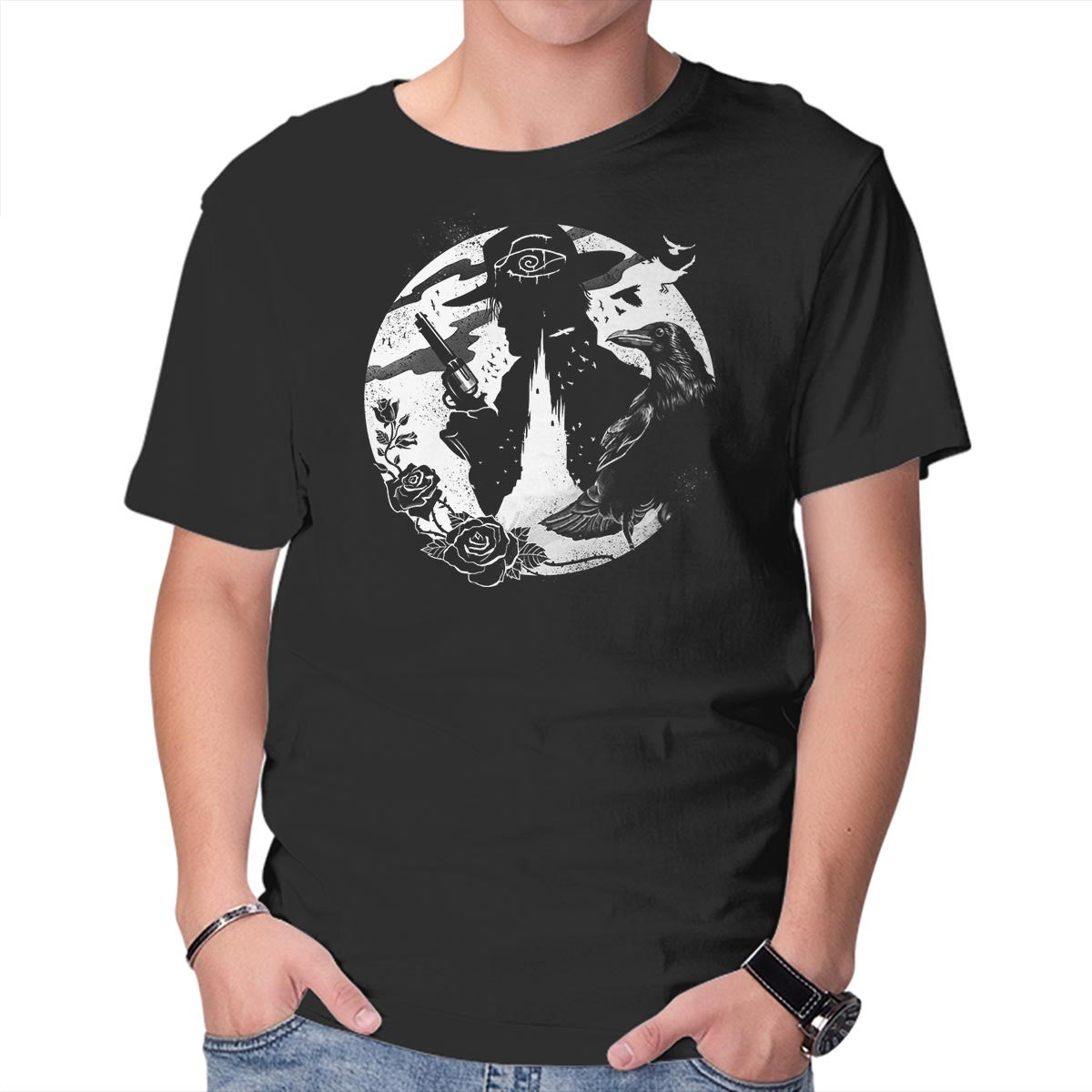 Unisex Crew Neck T-Shirt I Shoot With My Mind Graphic Short Sleeve Casual Tee XL
