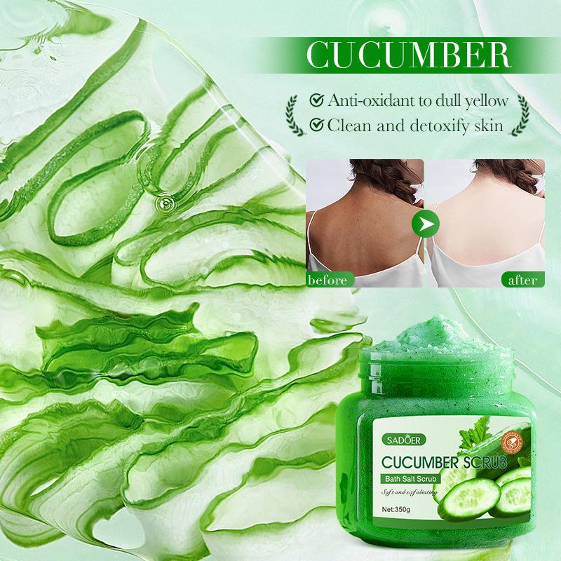 Cucumber Cleansing Scrub - Non-irritating Exfoliating Bath Salt, Cucumber Fragrance, Alcohol-free Formula Body Cleansing Scrub