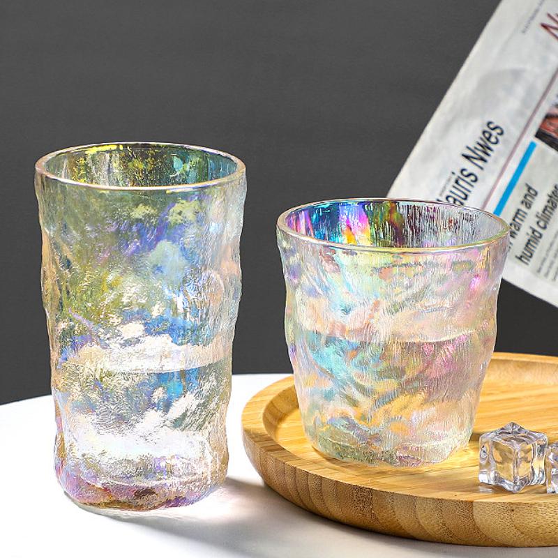 10.3oz/13oz Cold Drink Cup Fashionable Colorful Glass Cup Creative Wine Glass Bubble Water Mug High End Juice Milk Beverage Mugs