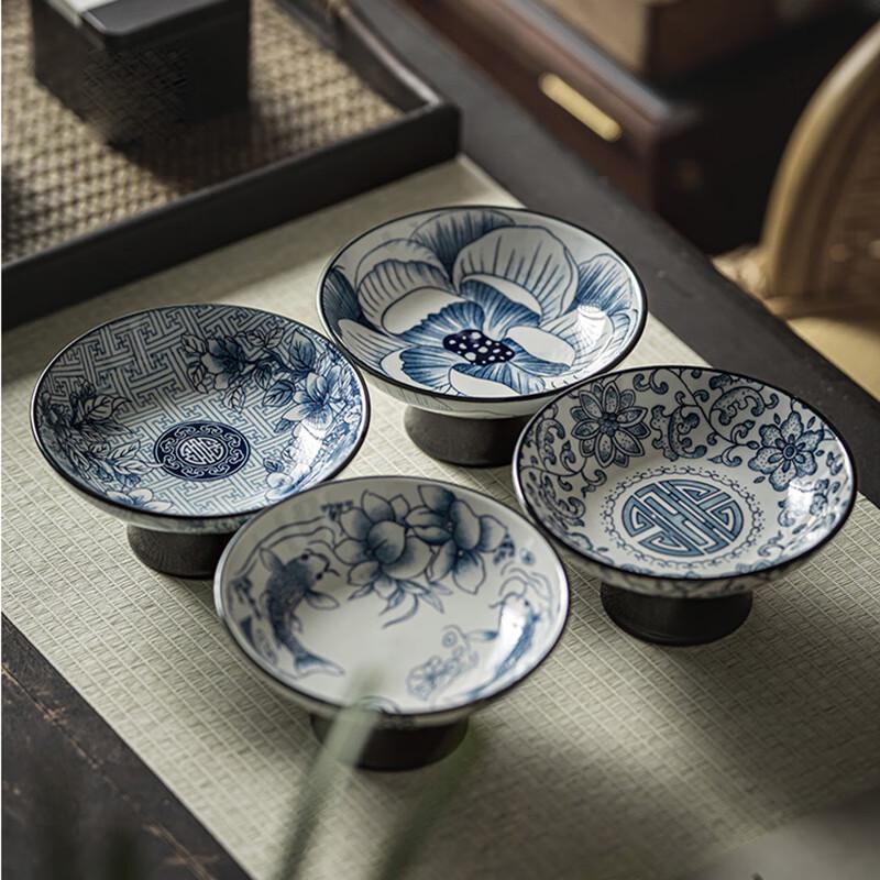 Riyue Xingchen Imitation Blue and White Porcelain High-Foot Snack Plate