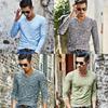 Premium Fashion Men's Muscle Long Sleeve Shirt V-neck Casual Slim Fit Tee For All Occasions