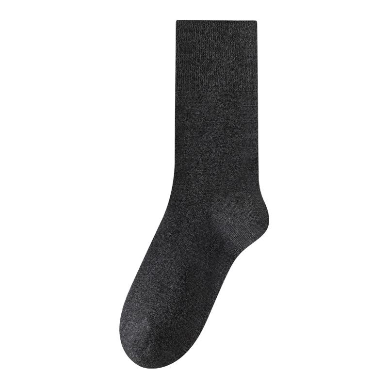 Men's Thickened Pure Cotton Knee-High Socks - Autumn/Winter Style, Loose Fit, Solid Color, Anti-Odor, Warm and Comfortable.