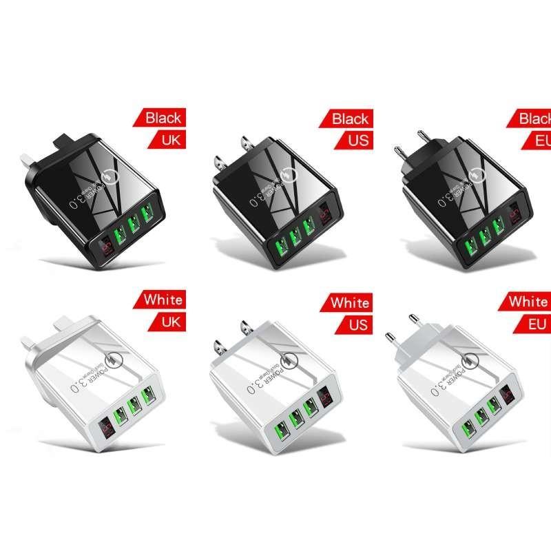 3usb Digital Display Fast Charger 5v3a Multi-function Adapter Travel Charger