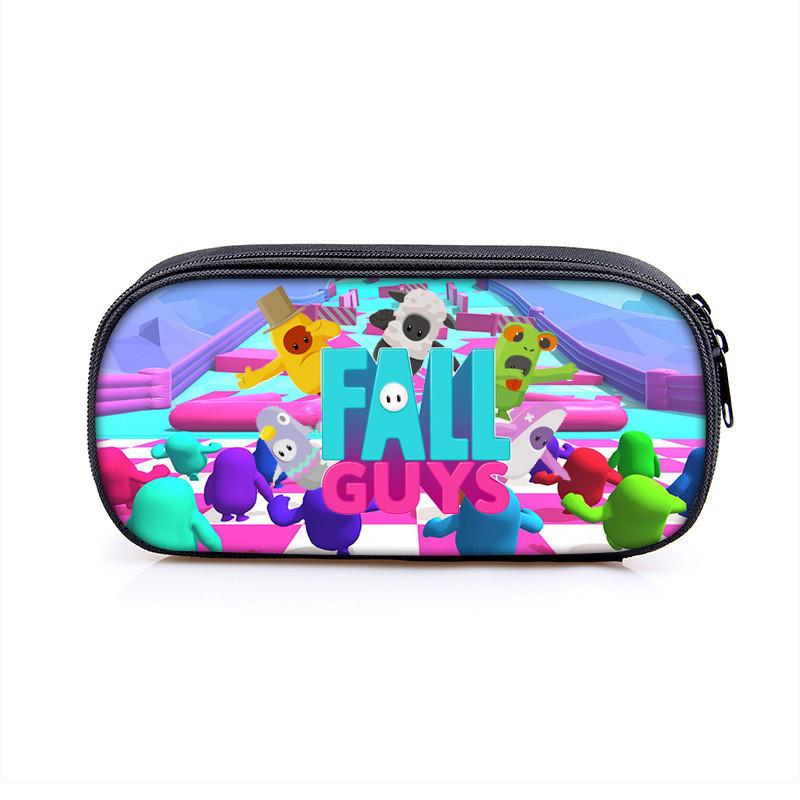 Fall Guys Cartoon Pencil Case For Students With Nylon Material Storage Organizer