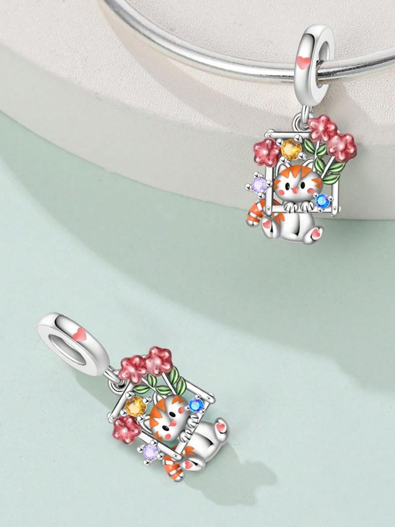 Copper Plated Original Charms Hip Hop Bear Butterfly Rose Beads Fit Bracelet Women'S Jewelry Gift