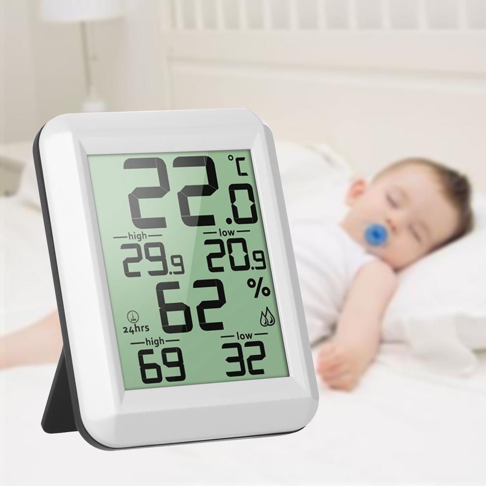 LCD Digital Indoor  meter Hygrometer Room C/F Temperature Humidity Monitor Gauge  -Hygrometer with Back Stand