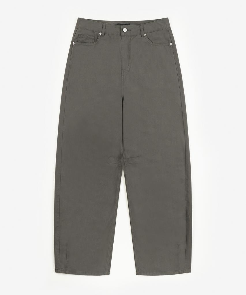 TOFFEE Curved Barrel Cotton Pants (Charcoal)
