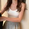 Women Bra Vest Seamless Padded Wireless Spaghetti Strap Full Cup Solid Color Summer Camis Tank Top
