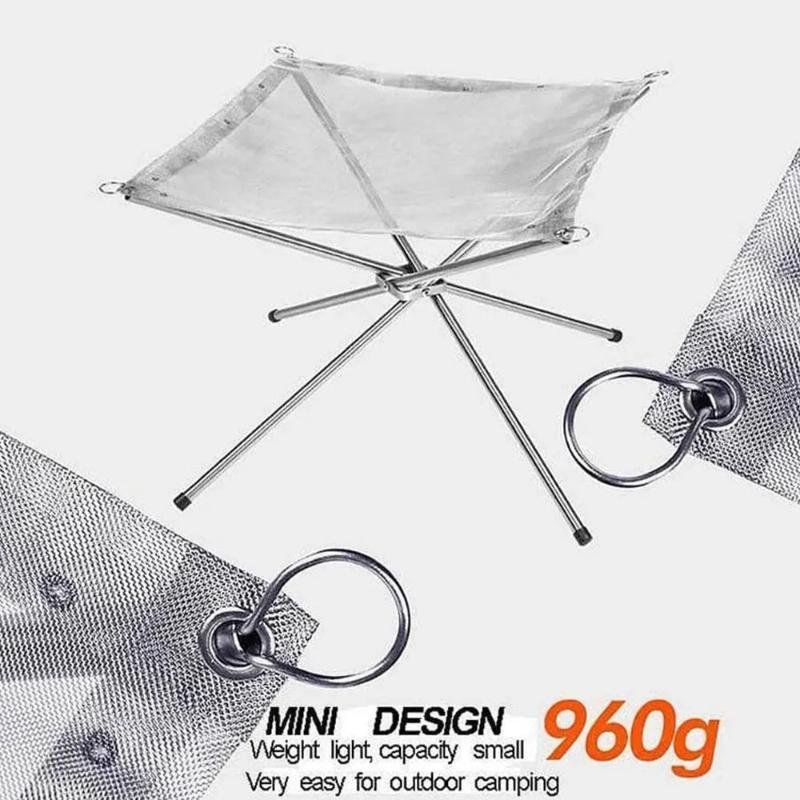 Foyer Portatif Extérieur Grille en Acier Pliante Support de Feu Poêle Chauffage au Bois Matériel de Camping Jardin Arrière Avec Sac de Transport