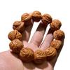 Men's High-Quality Dragon & Brain-Pattern Peach Pit Bracelet with Wenge Beads