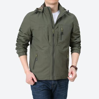 Spring and Autumn Men's Middle and Young Outdoor Casual Jacket Multi-Pocket Hooded Army Green Jacket Large Size Jacket