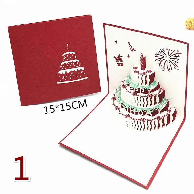 Christmas Birthday Valentine Greeting Card Paper Art Multi Patterns 3D Greet Cards Birthdays New Year Festival Carding Gift