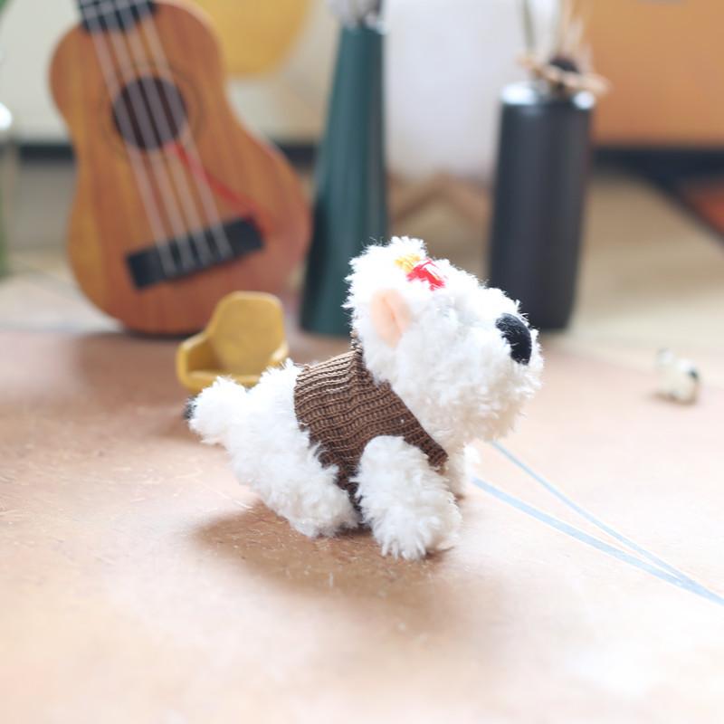 Adorable Dog Plush Doll With Short Faux Fur For Bag Hanging And Collection