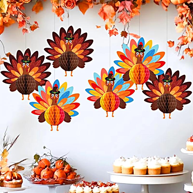 Thanksgiving Day Colourful Ornament Parper Atmosphere Decoration Simulation Turkey Shape Design Rustic Theme Decor 2 Colors