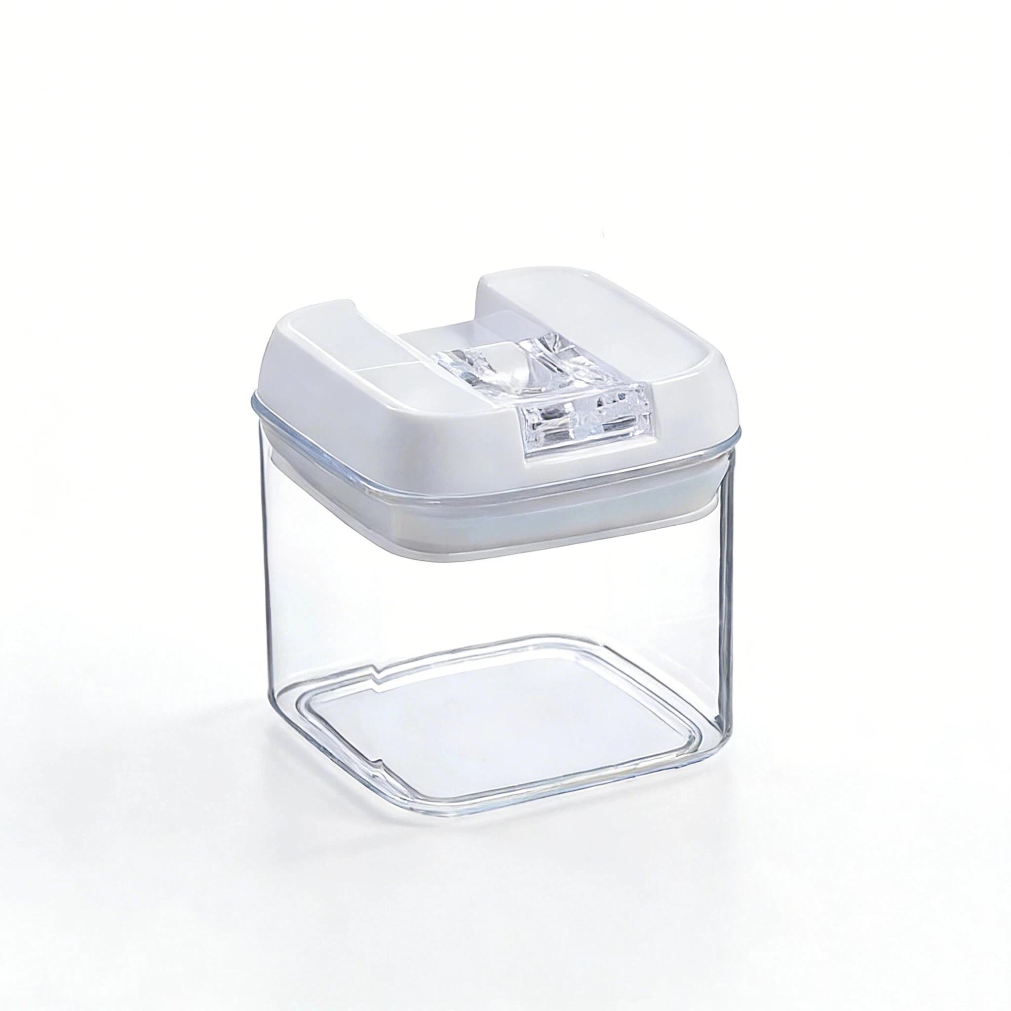 Square Transparent Storage Containers Food Grade Plastic Airtight Kitchen Jars For Grains Snacks