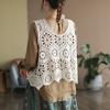 T-Shirt Women Knitting Lace Vest O-Neck Hollow Summer Style Basic Tops Tees Loose Clothing