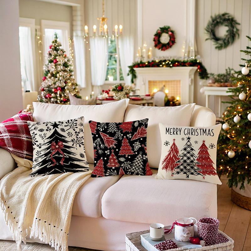 45x45cm Christmas Cushion Cover Pillowcase 2026 Christmas Decorations for Home Ornament Xmas New Year Christmas Decor For Sofa
