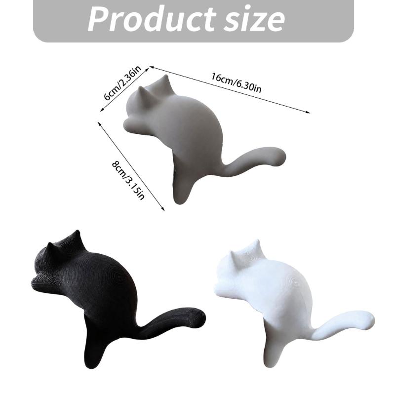 Cats Hook Cats Shaped Shelf Hook Lying Cats Key Holder for Shelf Placement, Extended-Tail Plastic Hook for Small Items and Interior Display Accent