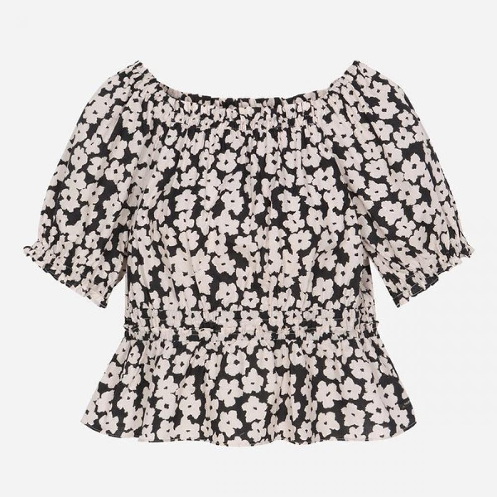 Thursday Island Women Shirring Point Flower Blouse T264mbl278w black (BK)/M