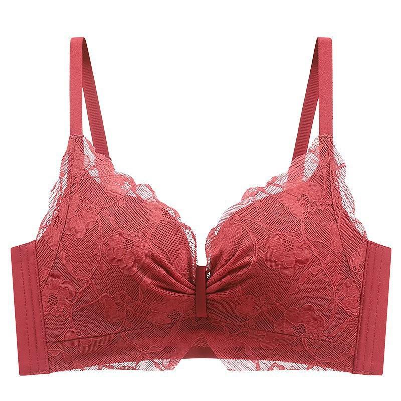 French Style Lingerie for Women Gathered Together Gathered with Breasts Anti Sagging Bra No Steel Hoop Support Comfortable Lace Bra