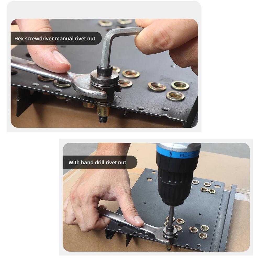 1pcs Hand Rivet Nut Manual Riveter Tools Mandrel Heads For Nuts M3-M10 Installation For Furniture Assembly