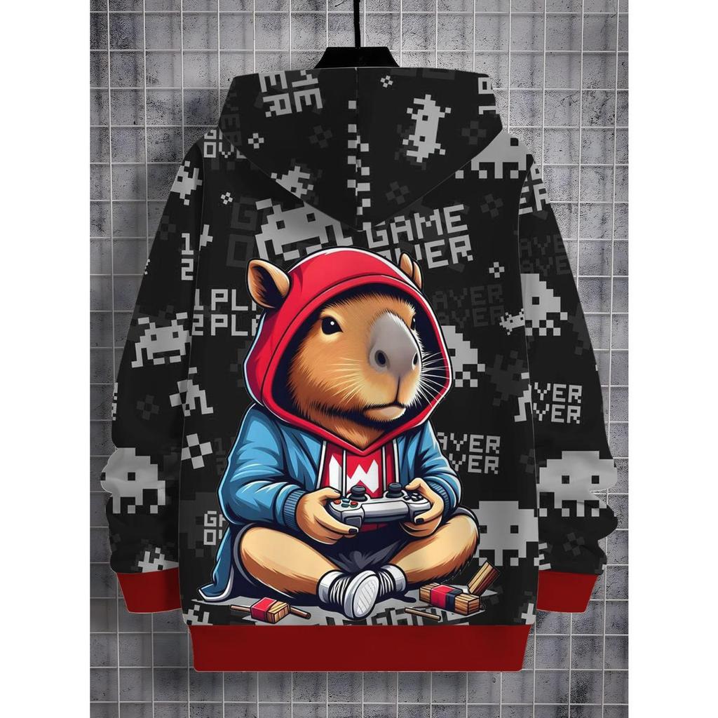 New 3D printed hooded sweatshirt, fashionable long sleeved hooded sweatshirt, comfortable pullover for boys and girls, children's hoodie