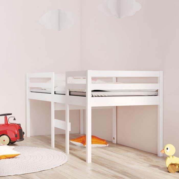 VidaXL High Bed White 90x200 Cm Solid Pine Wood 821605