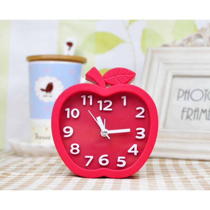 Creative children's alarm clock Candy color apple clock Children's bedside clock Mute alarm clock