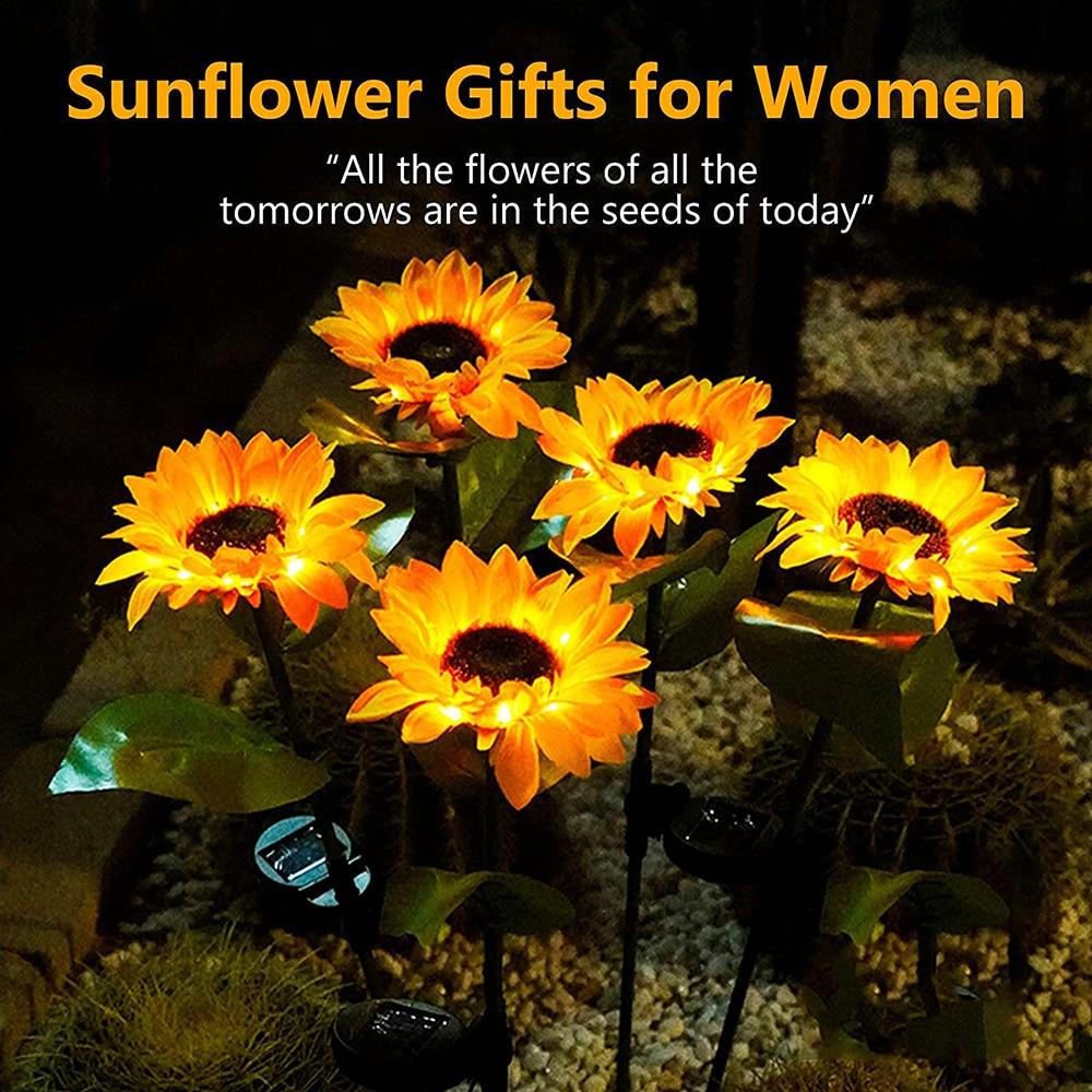 1PC LED Solar Sunflower Outdoor Lawn Light IP65 Waterproof Pathway Yard Wedding Holiday Garden Decoration Solar Flowers Lamp