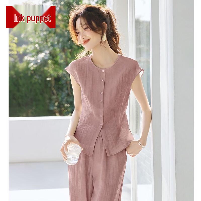 Mo ou Women s Summer Sleeveless Two-Piece Set 4XL