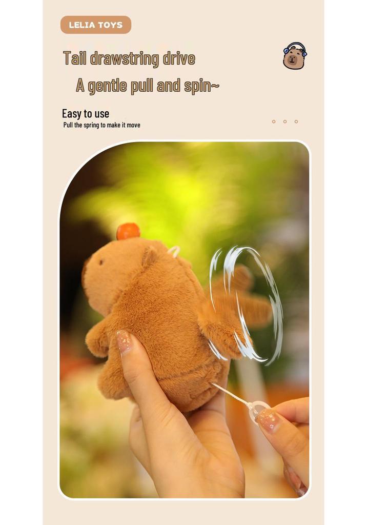 Le Ji Er Capybara Plush Toy Keychain with Wagging Tail & Bubble Blowing Pendant