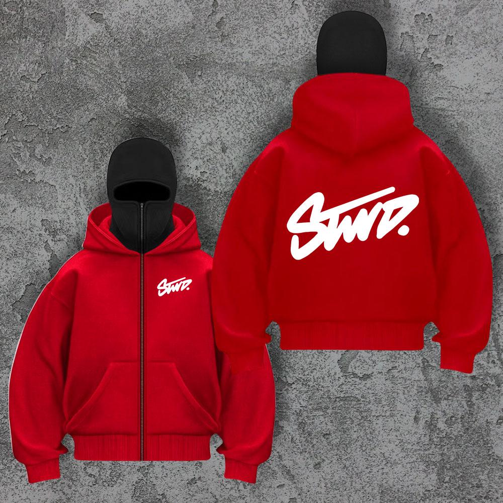 

Американська повсякденна спортивна куртка в стилі Y2K з капюшоном-маскою з подвійним капюшоном, вуличний світшот на блискавці з принтом літер M