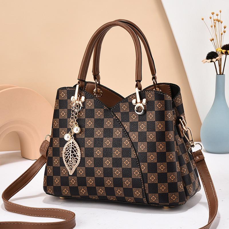 Pu Bag With Print And Plaid Pattern For Daily Use