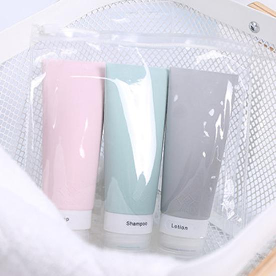 3Pcs 38/60/80ml Travel Silicone Lotion Shampoo Shower Gel Cosmetics Empty Bottle