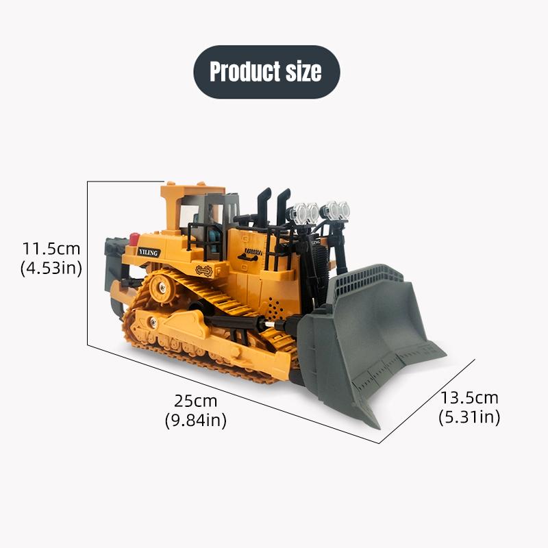 2.4G Rc Alloy Crawler Bulldozer Truck With Spray Sound Lights 9/11Ch Remote Control Engineering Vehicle Kids Toy Christmas Gifts