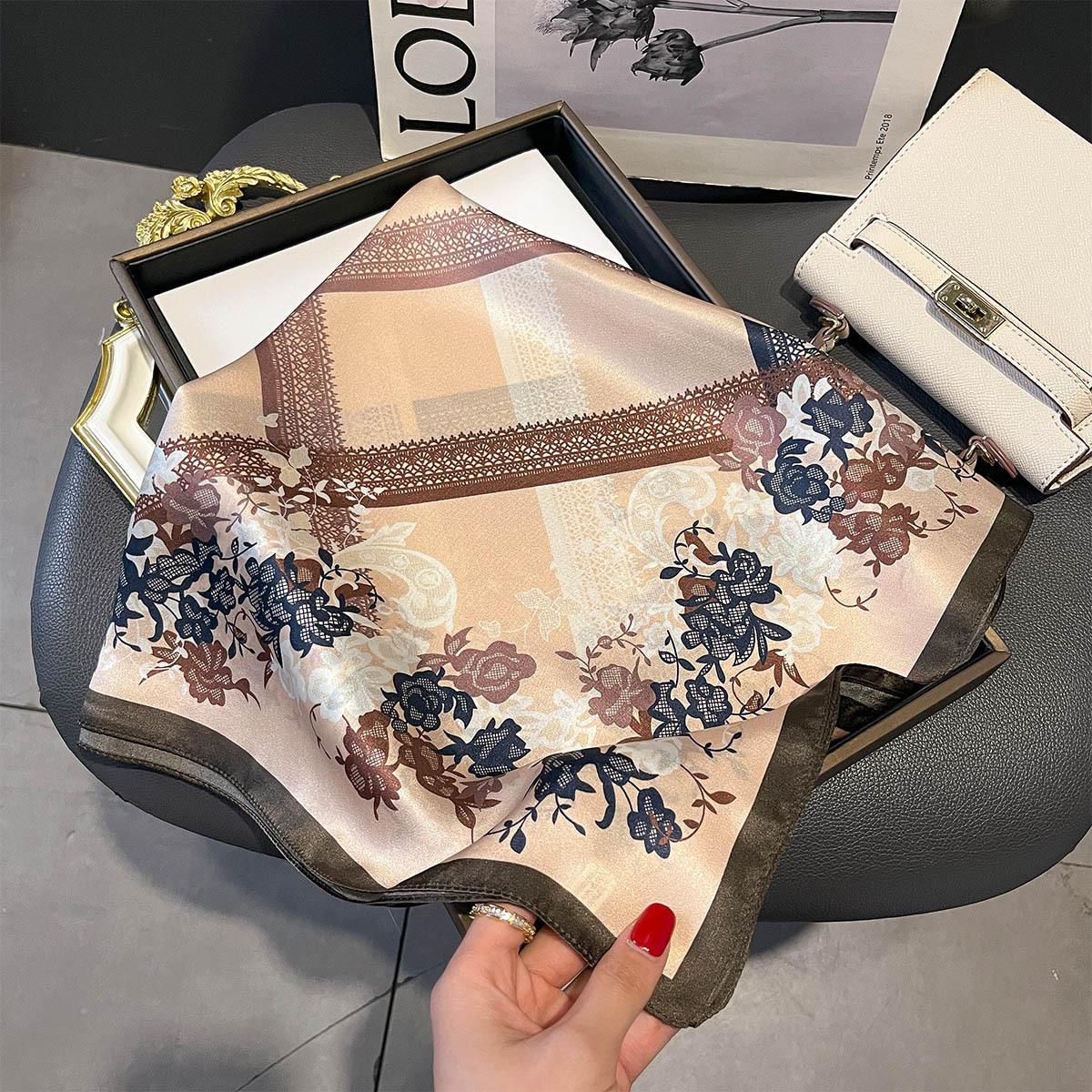 

100% Pure Silk Scarf Women Hairband Foulard Square Female Headkerchief Luxury Neckerchief Lady Shawl Wraps Hijab Bandana Scarves Real Silk 65x65cm