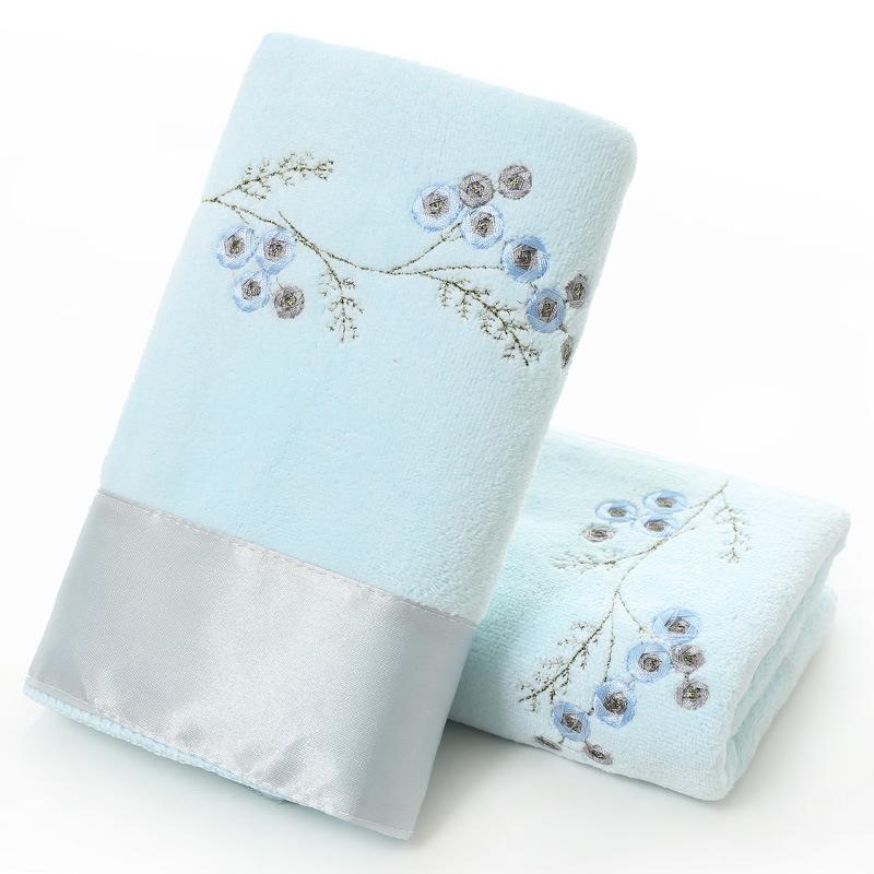 Embroidered Microfiber Face Towel 35x75cm, 400g - Thick, Absorbent, Quick-Drying for Daily Use