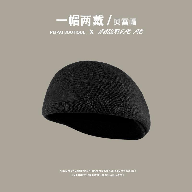 

Autumn and winter fashion alphabet girl forward hat showing small face big head circumference Japanese painter hat M（56-58cm）