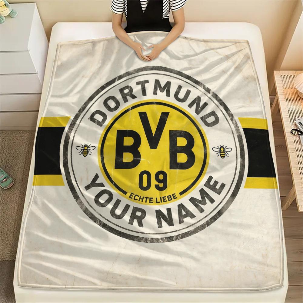 Custom Name Borussia Dortmund Flannel Blanket, High Quality Comfortable for All Seasons, Home Decor, Warmth and Comfort