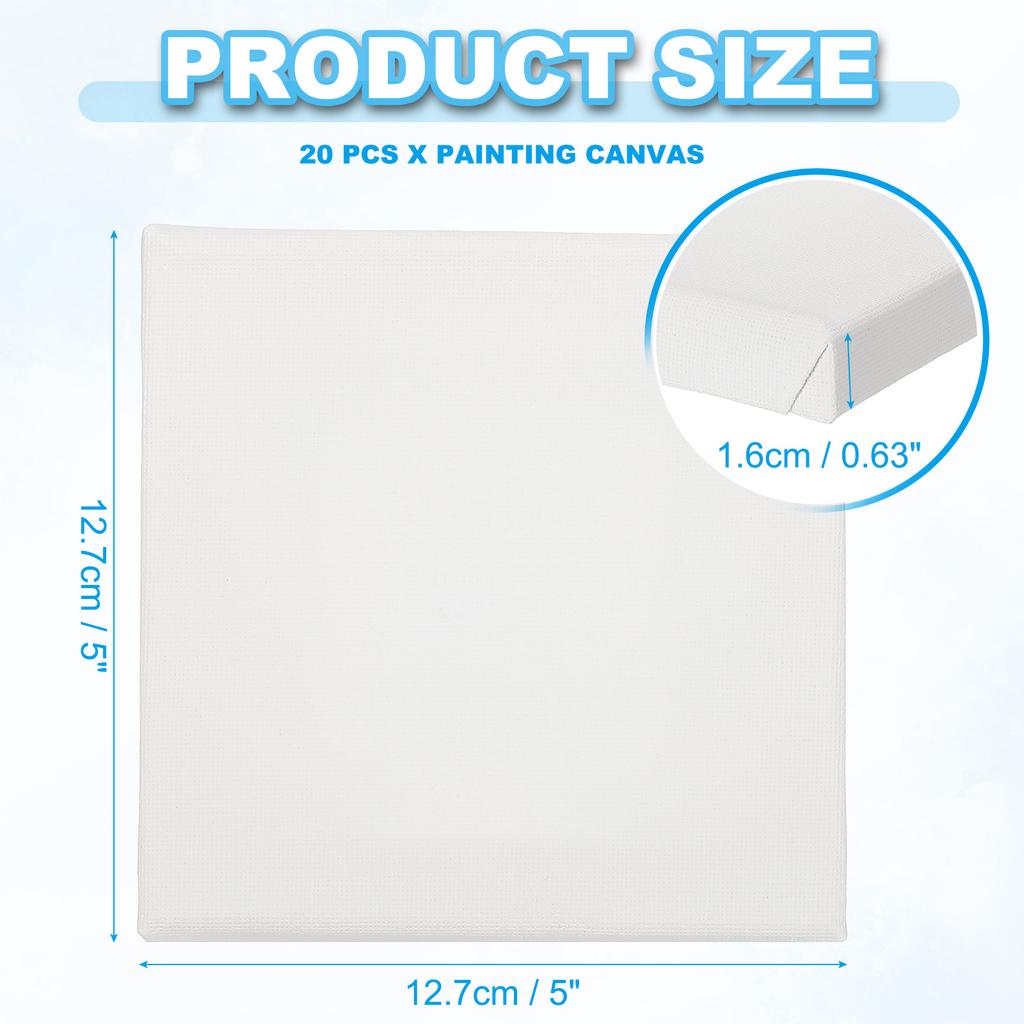 6-40Pcs White Blank Square Artist Canvas Pine Wood Board Frame Cotton Artist Canvas Boards for Oil Painting Acrylic Watercolor