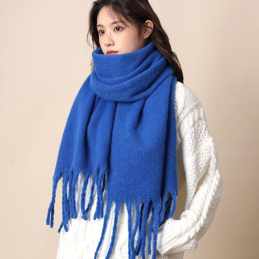 Mohair Winter Wool Scarf Plush Long Shawl Simple Winter Cashmere Scarves Student