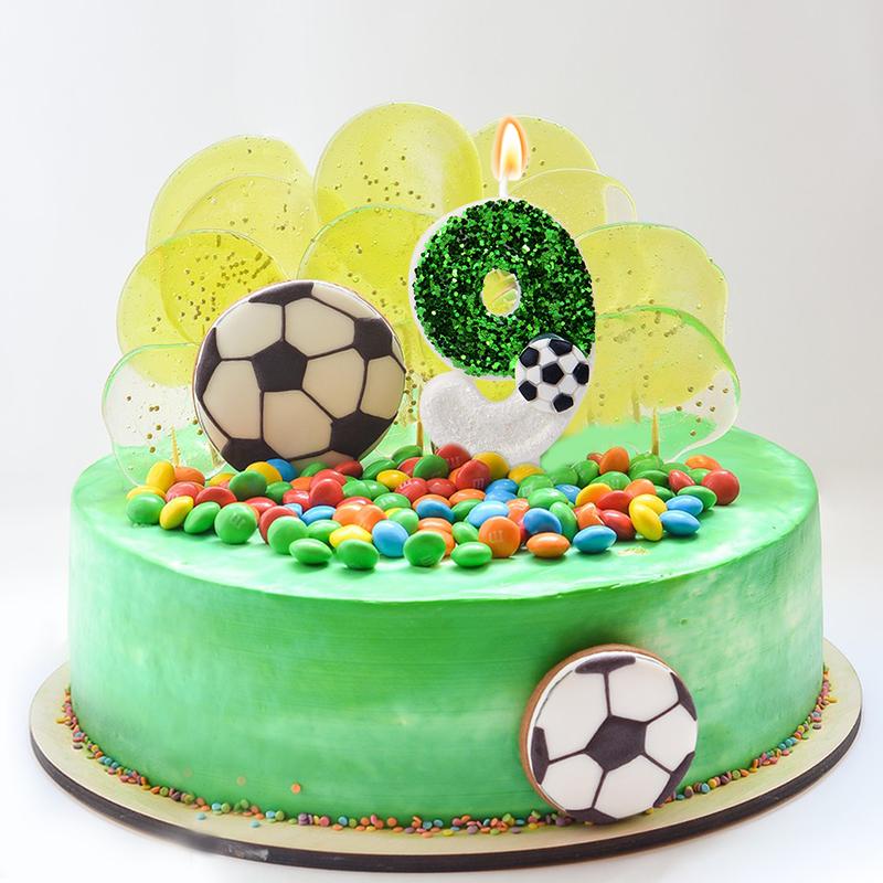 0-9 Number Soccer Cake Candles Kids Sports Theme Football Birthday Party Decoration Favors Cupcake Topper Cake Decor Supplies