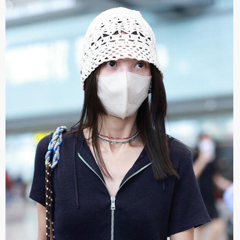 

Jin Chen Style Hollow-Out Knit Beanie – Women s Autumn/Winter Casual Fashion Versatile Hat One Size (56-58cm) чорний