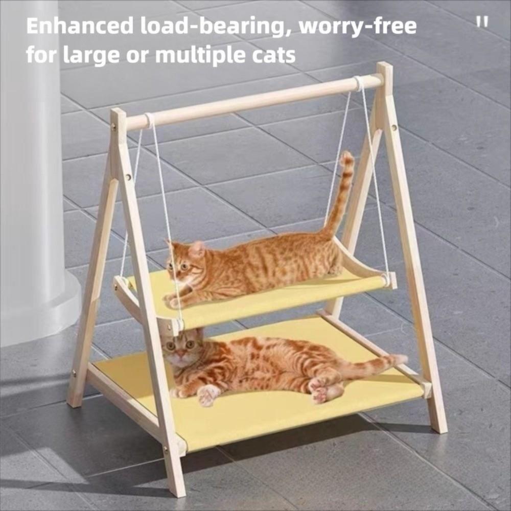 Solid Wood Cat Cradle Bed Thickened Cat Swing Hanging Bed New Cat Hammock Bed  Pet Small Bed